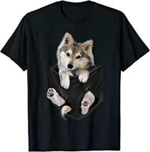 camiseta negra unisex con perro