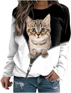 camiseta mujer manga larga con gato