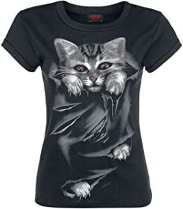 camiseta mujer gótica con gato