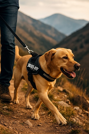 Arnés Julius-K9 IDC Powerharness, robusto y profesional con asa de agarre para máximo control.