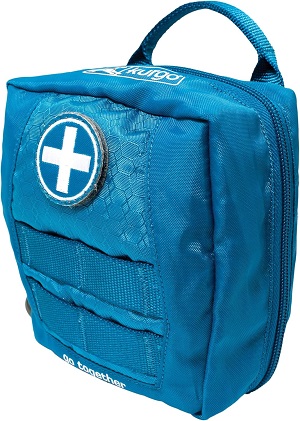 Botiquín de primeros auxilios Kurgo para perro, compatible con el sistema MOLLE para viajes.