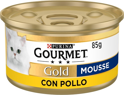 GOURMET Gold Mousse, Comida Húmeda para Gato Adulto, Mousse de Pollo