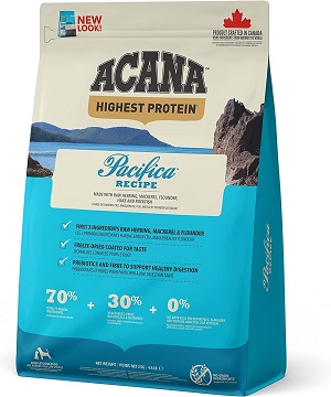 Pienso Acana Pacifica para perros con arenque, caballa y merluza.