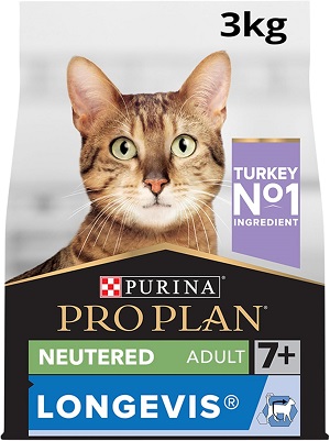 Saco de pienso Purina Pro Plan Adult 7+ con pavo y fórmula Longevis para gatos mayores"