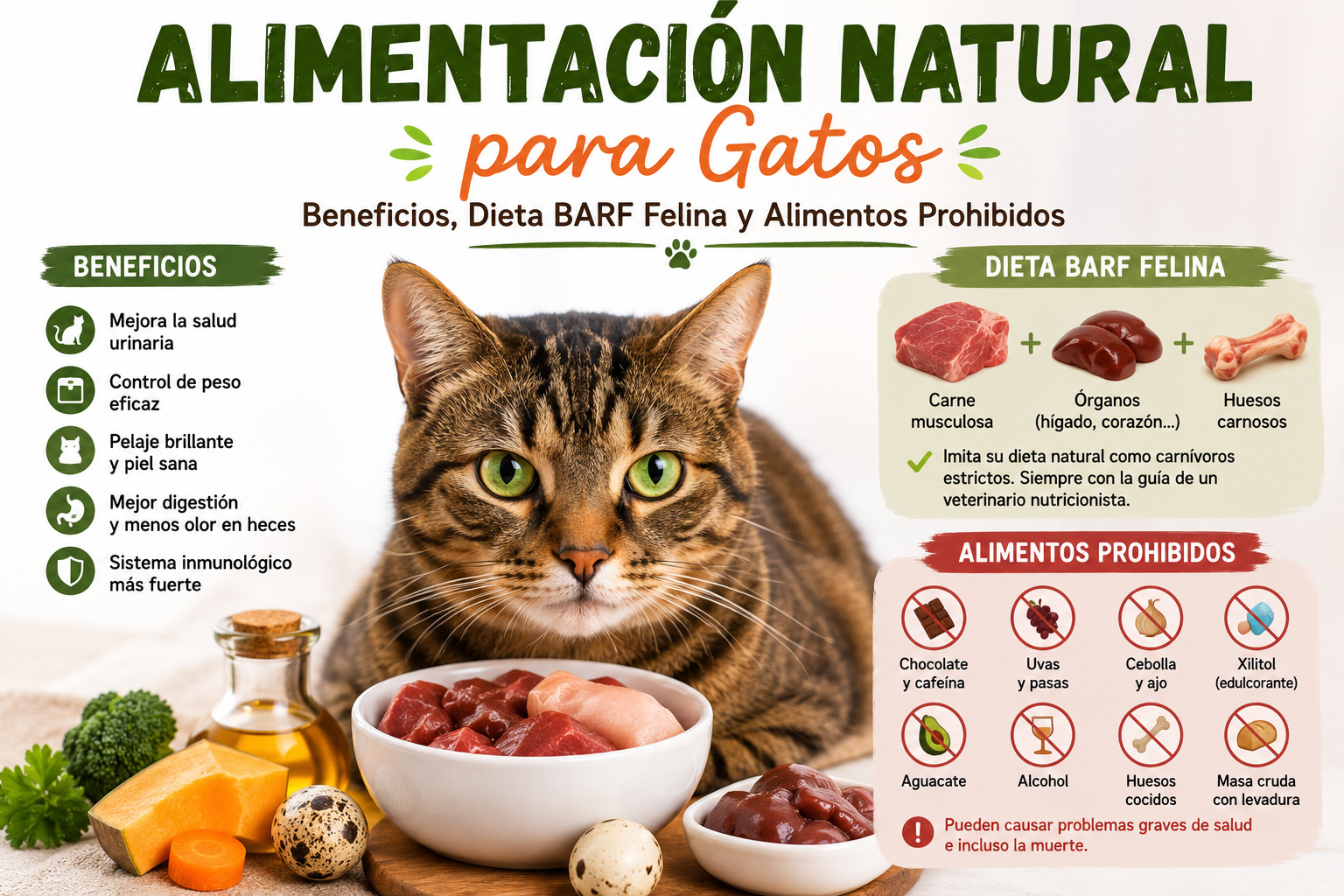 alimentación natural para gatos,