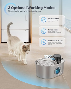 fuente de agua de acero para gatos