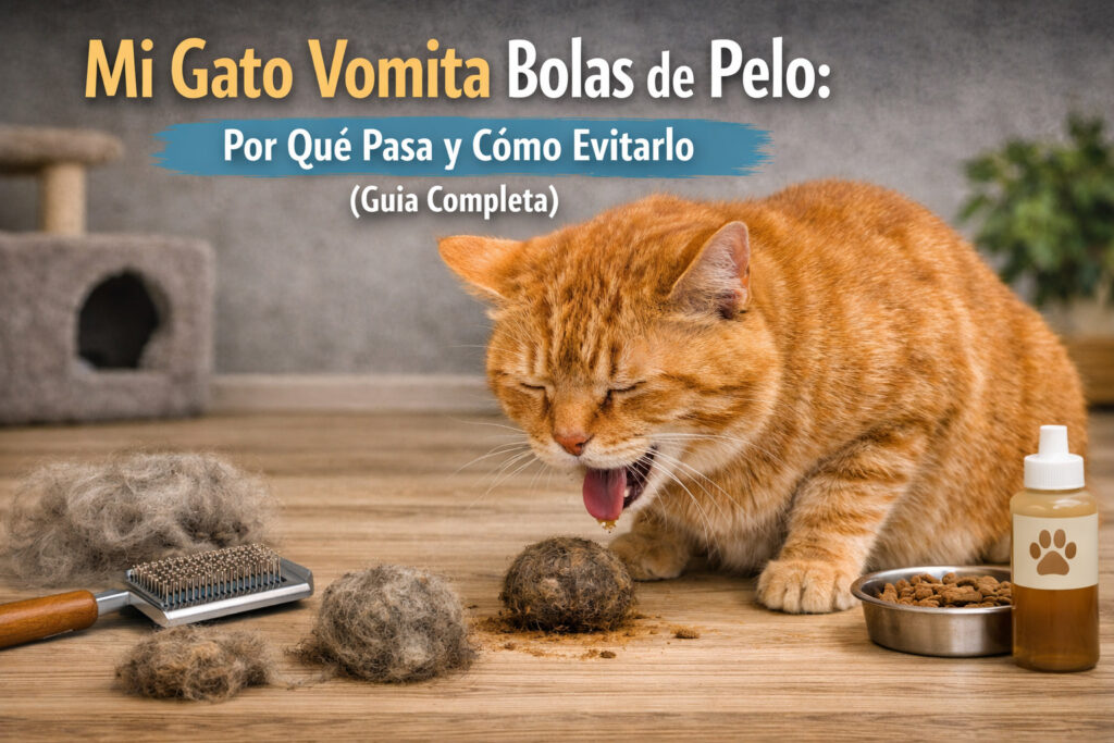 mi gato vomita bolas de pelo