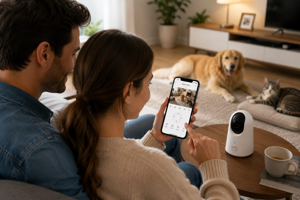 cámara para mascotas con vigilancia por móvil